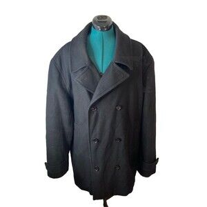 MERONA Wool Jacket Peacoat Pea Coat Mens Size Xxl Black